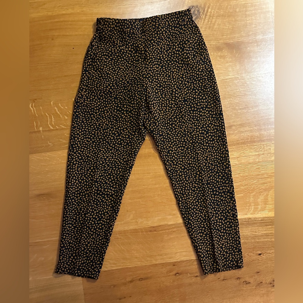 J. Crew Black Pants with Brown Polka Dots